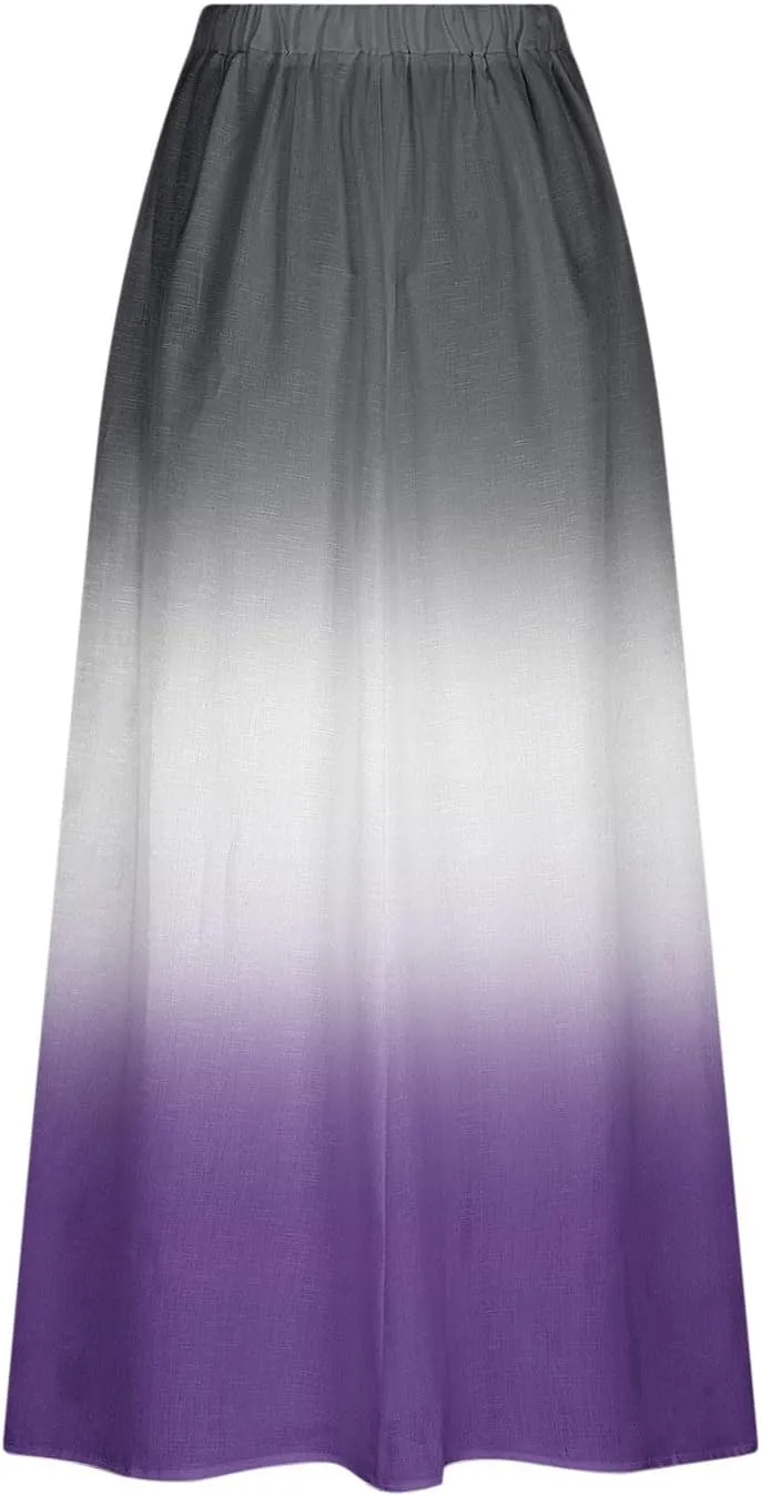 Plus Size Maxi Skirts for Women Printed Summer Skirts Elastic Waist Casual Skirts with Pockets Flowy Vacation Skirts