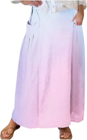 Plus Size Maxi Skirts for Women Printed Summer Skirts Elastic Waist Casual Skirts with Pockets Flowy Vacation Skirts