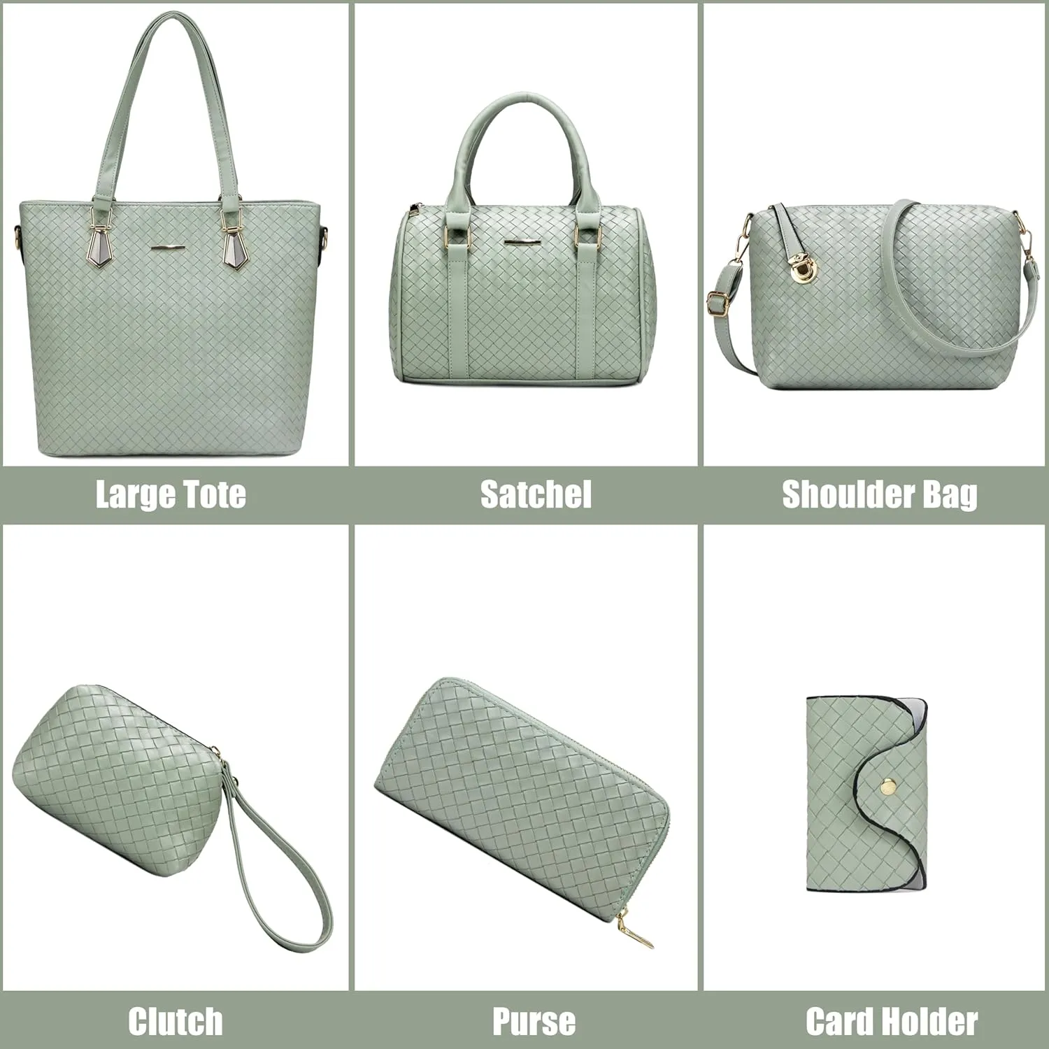 Purses and Handbags for Women Synthetic Leather Tote Crossbody Bags Satchel Purses Set 6pcs