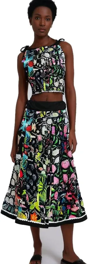 Rastogi Handicrafts Women's Boho Maxi Skirt, Paisley Floral Print, Geometric Pattern, Waist, Long Flowy Design