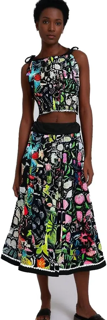 Rastogi Handicrafts Women's Boho Maxi Skirt, Paisley Floral Print, Geometric Pattern, Waist, Long Flowy Design