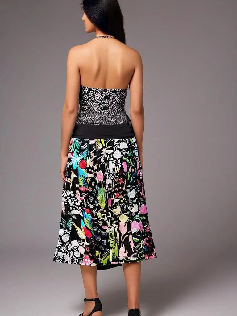 Rastogi Handicrafts Women's Boho Maxi Skirt, Paisley Floral Print, Geometric Pattern, Waist, Long Flowy Design