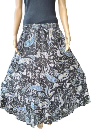 Rastogi Handicrafts Women's Boho Maxi Skirt, Paisley Floral Print, Geometric Pattern, Waist, Long Flowy Design
