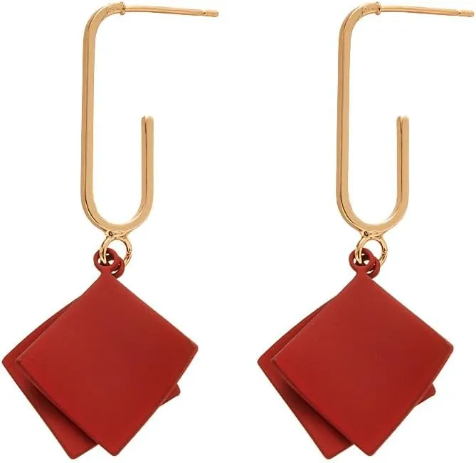 Red Irregular Geometric Dangle Earrings for Women, Cute Dainty Lightweight Drop Earrings for Woman, Trendy Red Rhombic Dangling Earrings