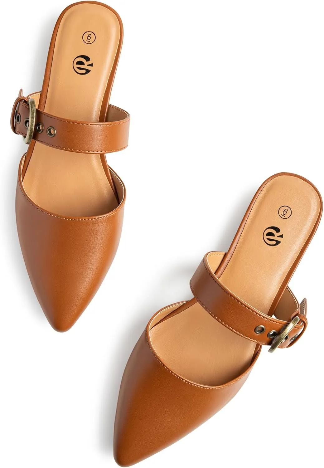 Rekayla Mules for Women Adjustable Strap Pointed Toe Backless Loafer Shoes??