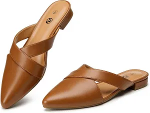 Rekayla Women??s Mules Closed Pointed Toe Backless Loafer Shoes for Women