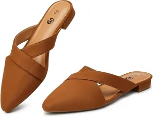Rekayla Women??s Mules Closed Pointed Toe Backless Loafer Shoes for Women