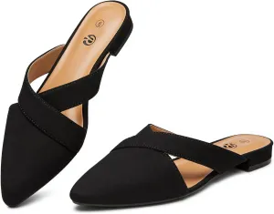 Rekayla Women??s Mules Closed Pointed Toe Backless Loafer Shoes for Women
