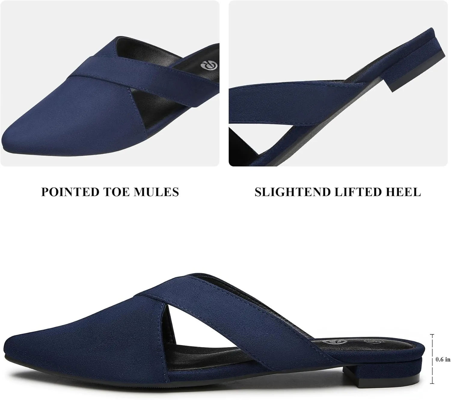 Rekayla Women??s Mules Closed Pointed Toe Backless Loafer Shoes for Women