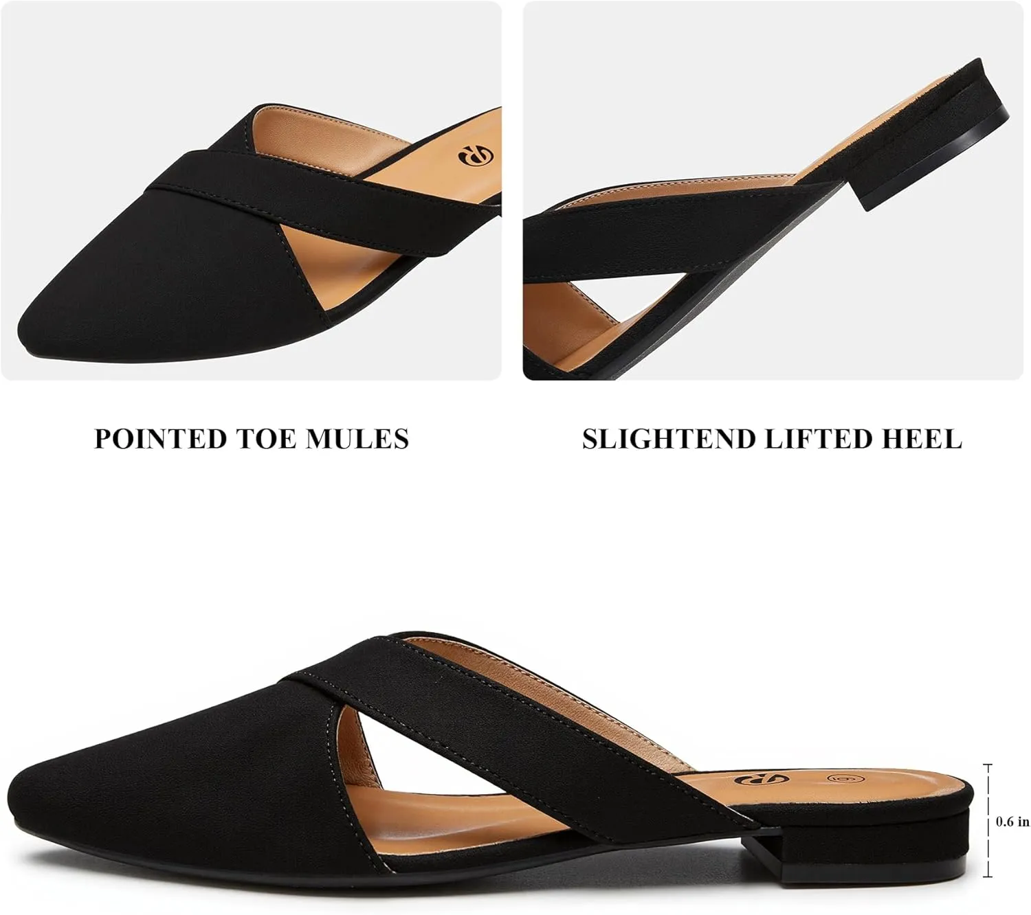 Rekayla Women??s Mules Closed Pointed Toe Backless Loafer Shoes for Women