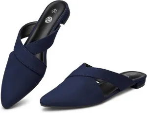 Rekayla Women??s Mules Closed Pointed Toe Backless Loafer Shoes for Women
