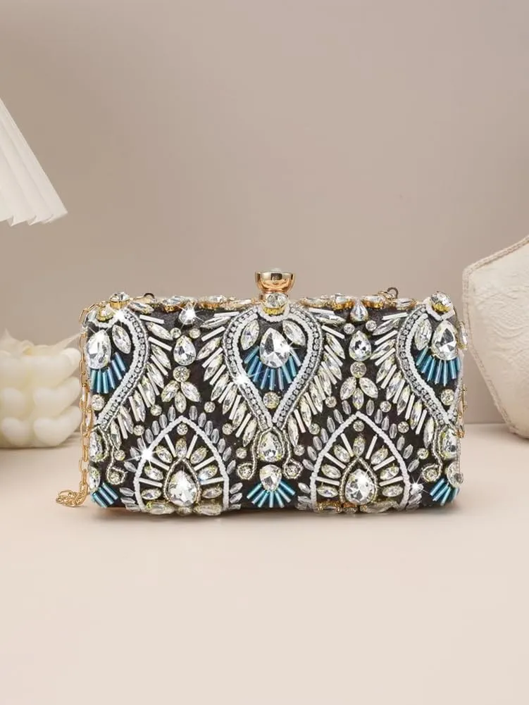 Rhinestone Clutch Purses Women 2025 Evening Handbags Crystal Diamond Glitter Sparkly Purse for Weddings Party Prom