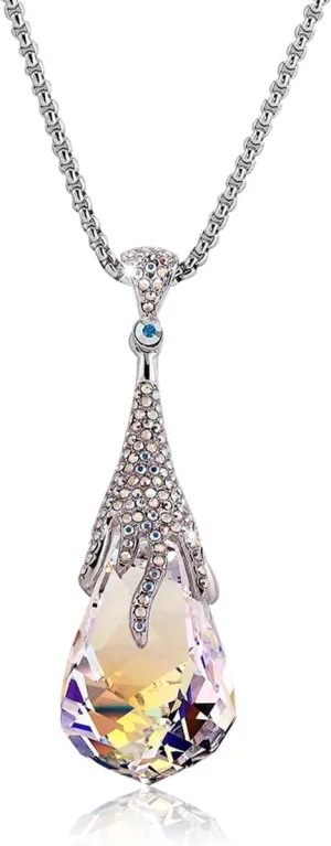 Richapex Solid Long Necklaces for Women Austria Crystal Pendant Rhombic Rhinestone Pendant Y Necklaces Fashion Jewelry
