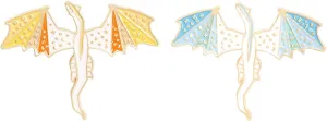 ROFARSO Dragon Enamel Lapel Pin Set Cartoon Flying Dragon Pin, Accessory for Backpacks Clothing Bags Hats Shirts(2piccs pin set)