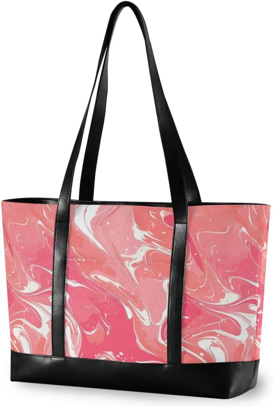 Rose Pink Marble Texture classy canvas laptop tote bag with zipper work tote bag for Travel Gym Vacation with diaper maletin ejecutivo para mujer