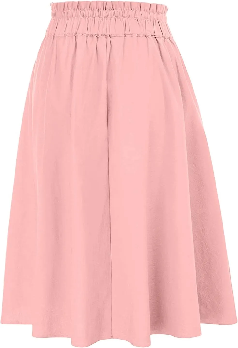 Rvidbe Women's Drawstring High Waisted Midi Skirts with Pockets Summer Casual Flowy Pleated A-Line Flared Cotton Skirts