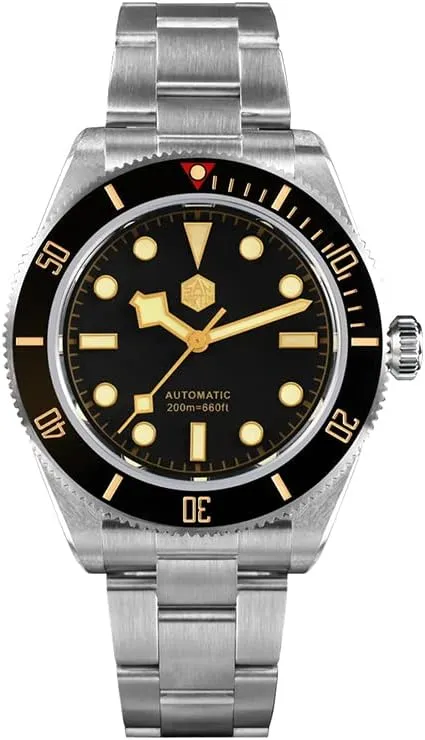 San Martin Men Diver Watch 40MM Luxury Mens Automatic Watches Mechanical Wristwatch Sapphire Diver 20ATM Luminous Ceramic Bezel NH35 (Black)