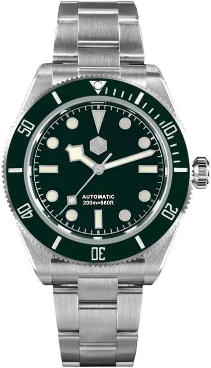 San Martin Men Diver Watch 40MM Luxury Mens Automatic Watches Mechanical Wristwatch Sapphire Diver 20ATM Luminous Ceramic Bezel NH35 (deep Green)