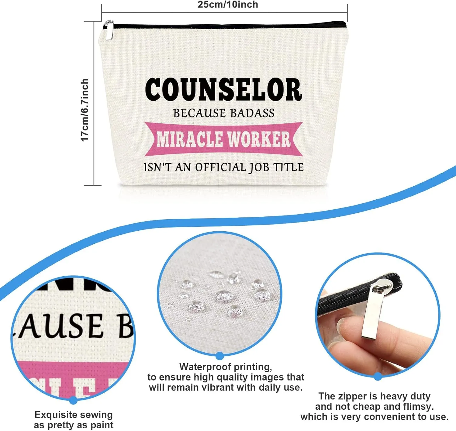 School Counselor Gift Counselor Cosmetic Bag Counselor Appreciation Gift for Women Makeup Bag Thank You Gift for School Counselor Graduation Christmas Teachers' Day Gift for Counselor Retirement Gift