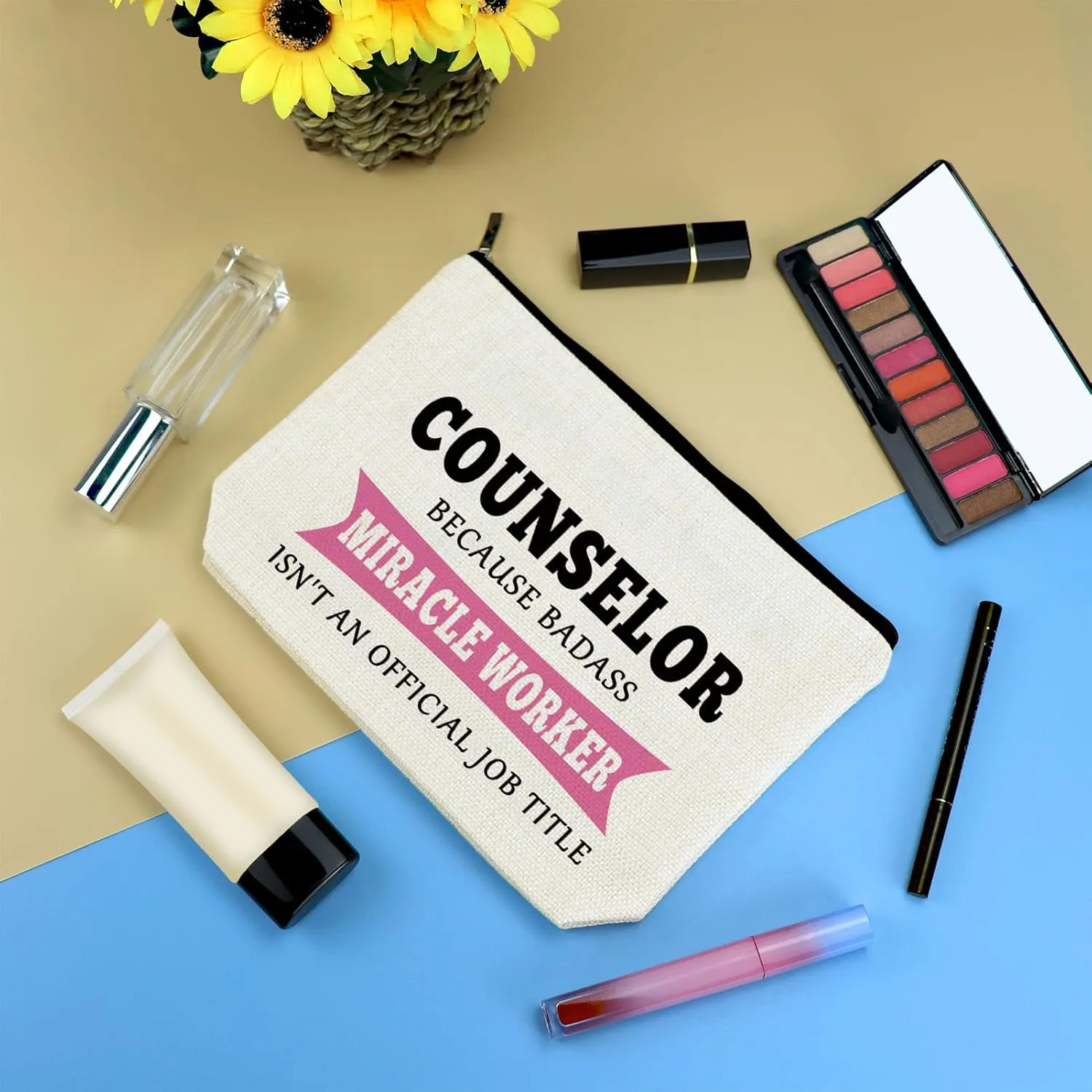 School Counselor Gift Counselor Cosmetic Bag Counselor Appreciation Gift for Women Makeup Bag Thank You Gift for School Counselor Graduation Christmas Teachers' Day Gift for Counselor Retirement Gift