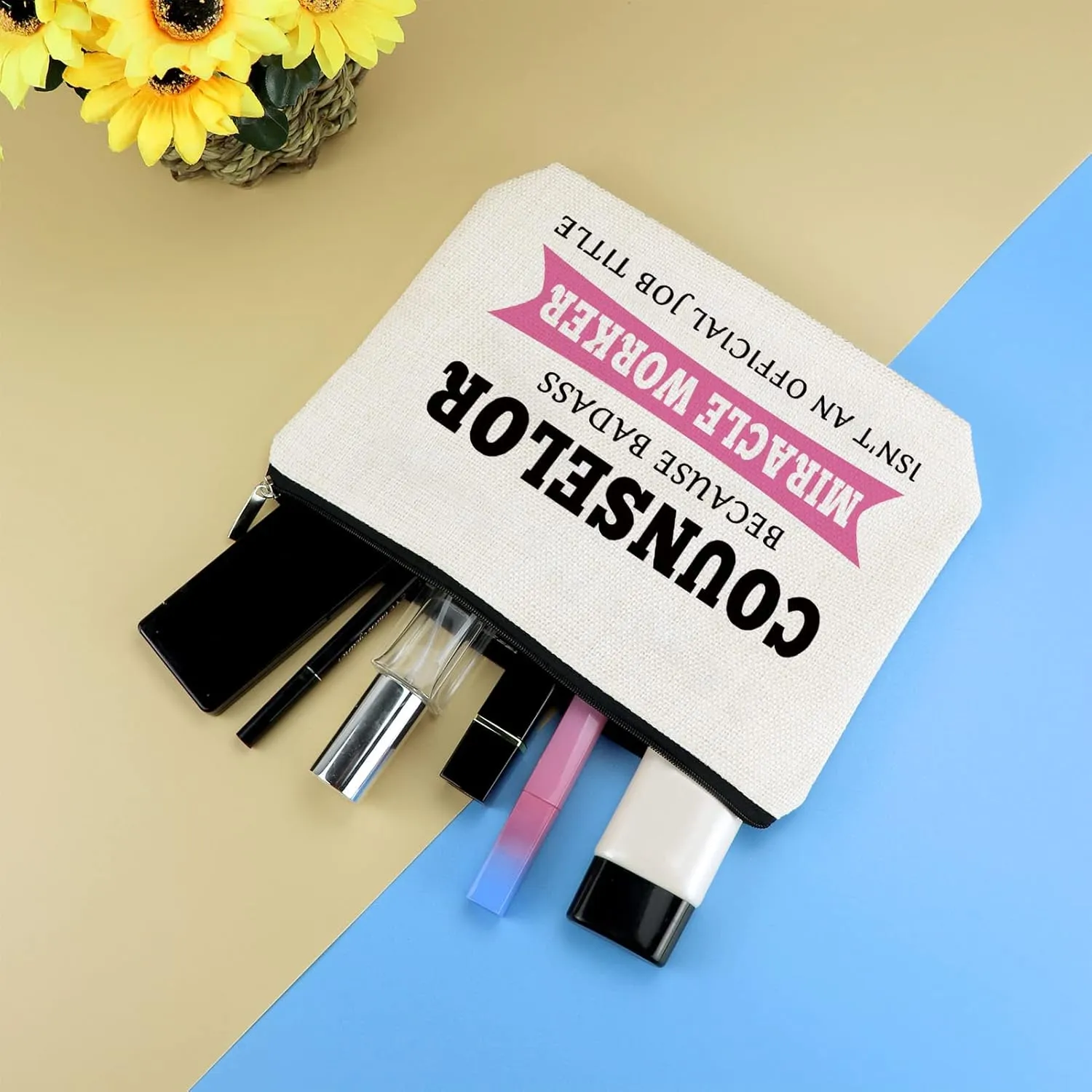 School Counselor Gift Counselor Cosmetic Bag Counselor Appreciation Gift for Women Makeup Bag Thank You Gift for School Counselor Graduation Christmas Teachers' Day Gift for Counselor Retirement Gift