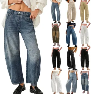 sdbrld Vaqueros para Mujer Barrel Jeans Women Baggy Jeans Women Pantalones anchos Boyfriend Barrel Jeans Women,Womens Mid Rise Jeans Wide Leg Baggy Denim Harem Cropped Pant Vintage (Z5-Light Blue, L)