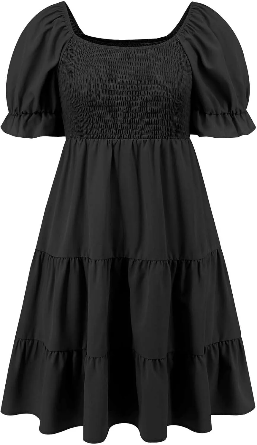 Sexy Dresses for Women 2025 Summer Cotton Lantern Sleeves Short Sundress Ruffled Off Shoulder A-Line Mini Dresses