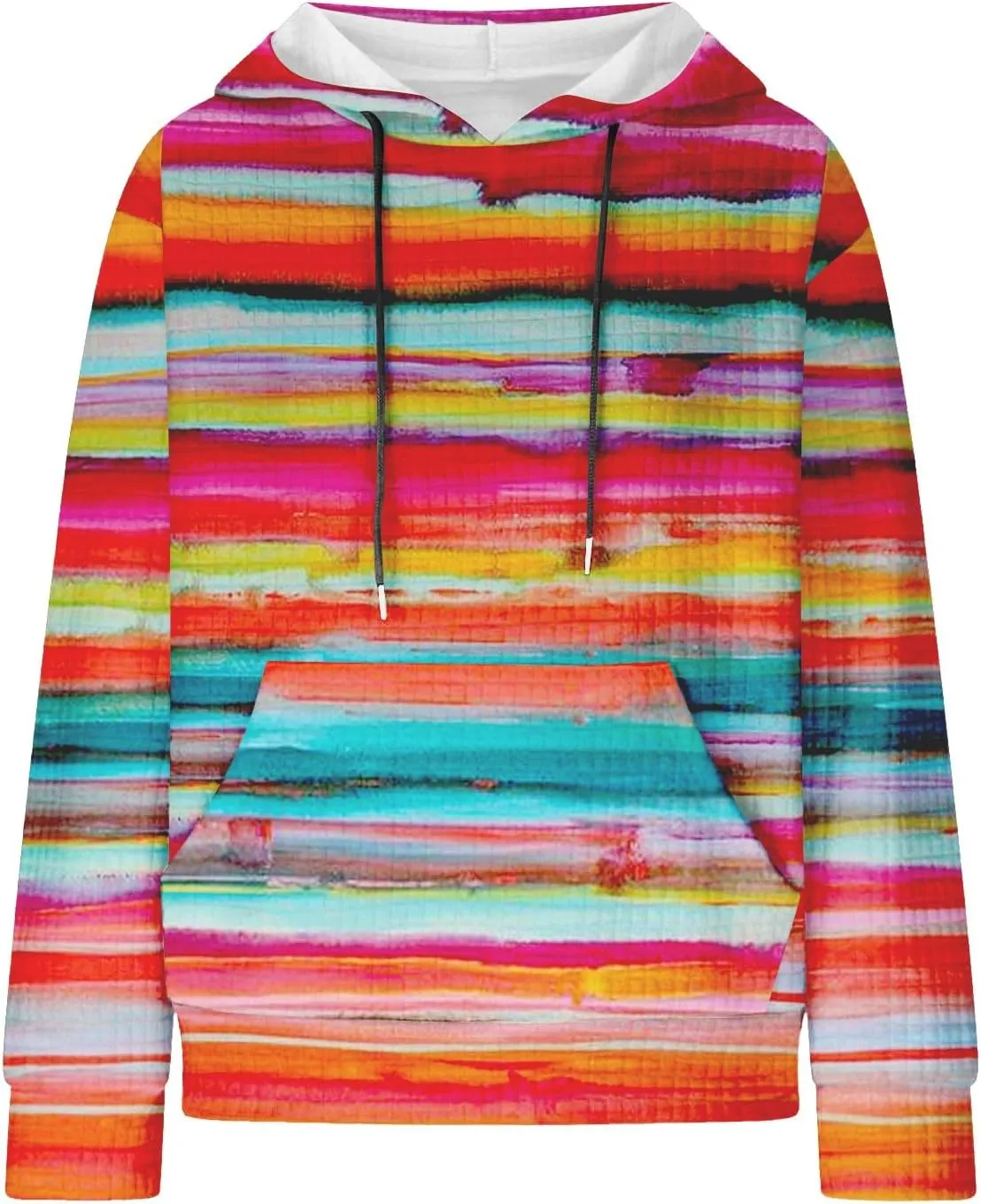 SHAOBGE Hoodies For Women Casual Pullover Waffle Long Sleeve Drawstring Hooded Sweatshirt with Pocket