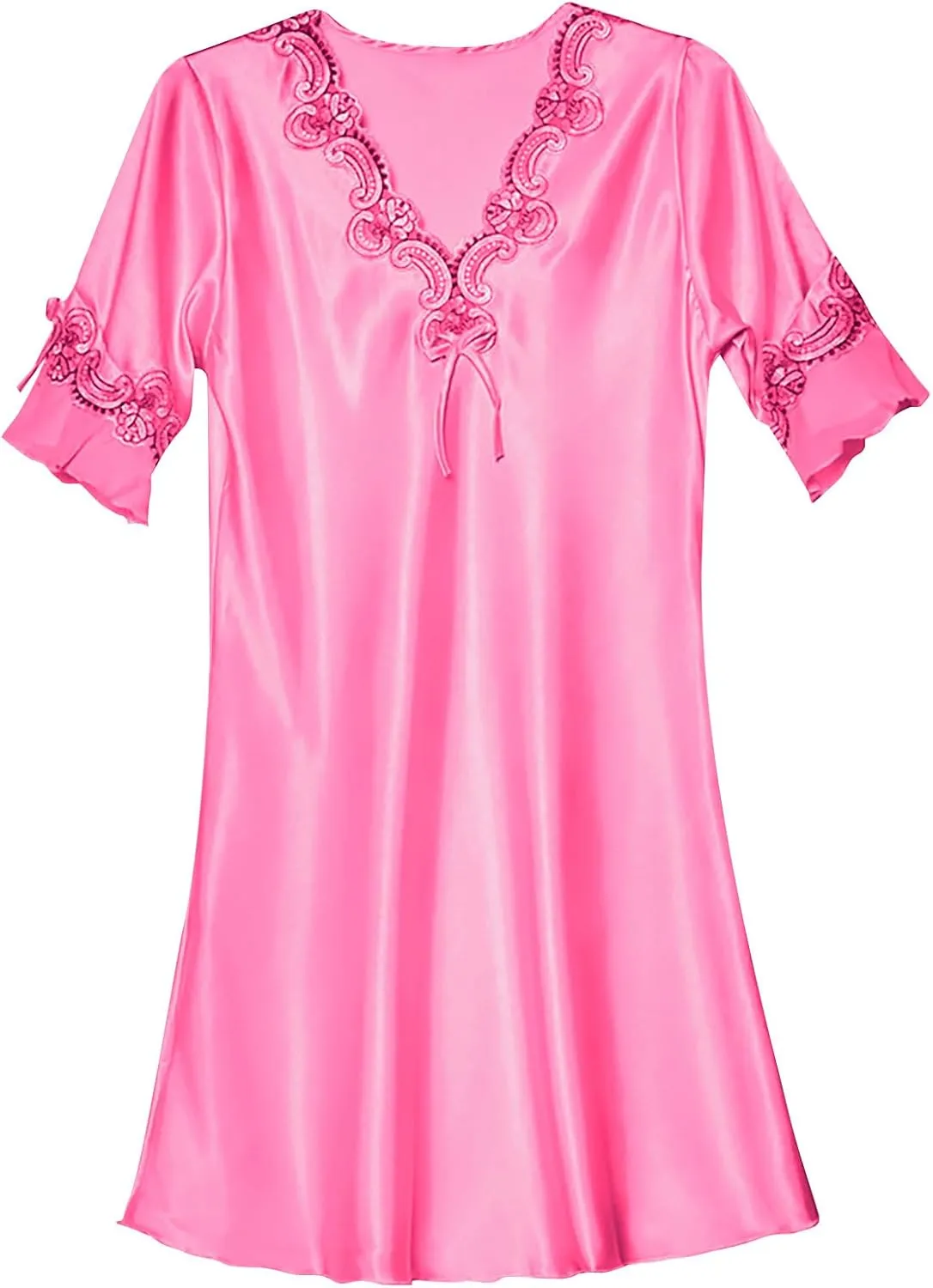 Silk Pajamas for Women Ruffle Half Sleeve Vneck Nightdress Mini Dress 2024 Sexy Satin Sleepwear Nightshirt Sleepdress