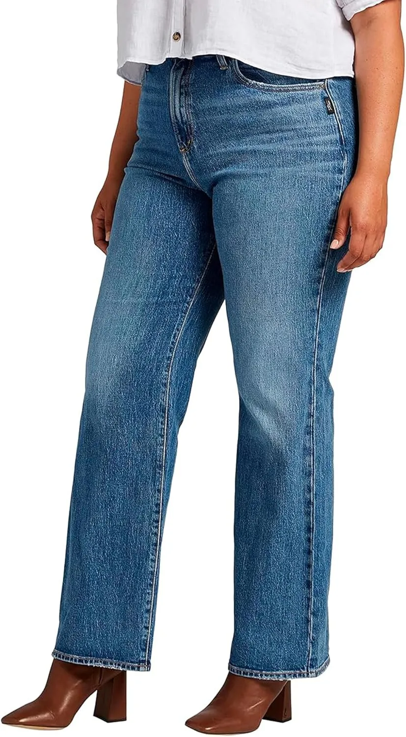 Silver Jeans Co. Women's Plus Size Highly Desirable High Rise Trouser Leg Jeans-Legacy