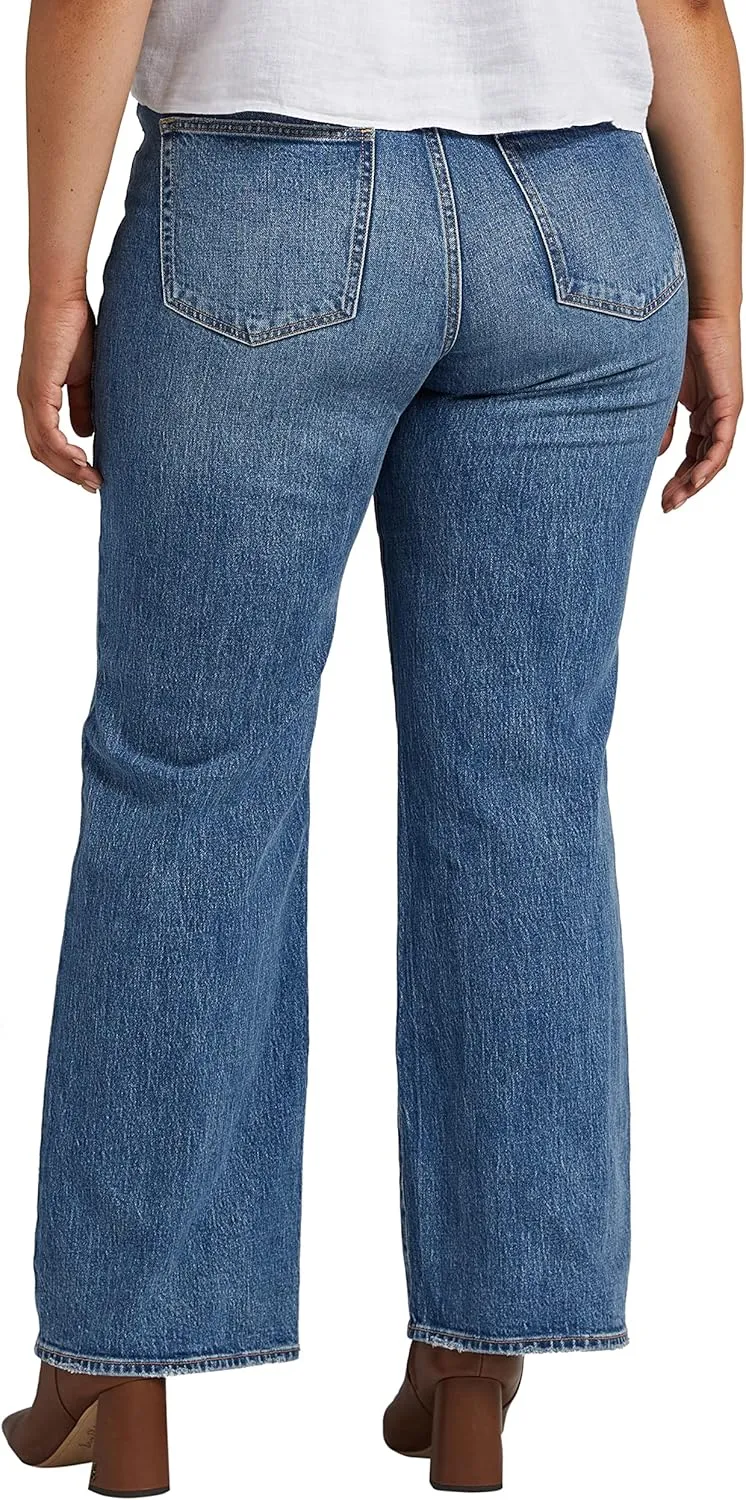 Silver Jeans Co. Women's Plus Size Highly Desirable High Rise Trouser Leg Jeans-Legacy