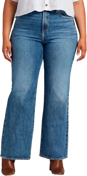 Silver Jeans Co. Women's Plus Size Highly Desirable High Rise Trouser Leg Jeans-Legacy