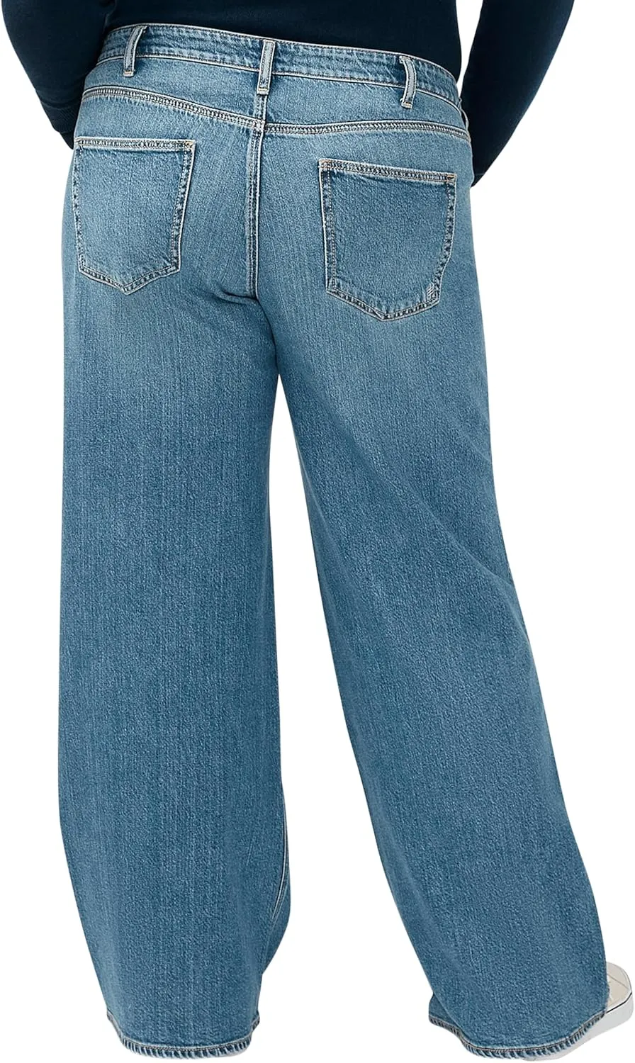 Silver Jeans Co. Women's Plus Size Suki Mid Rise Curvy Fit Wide Leg Jeans