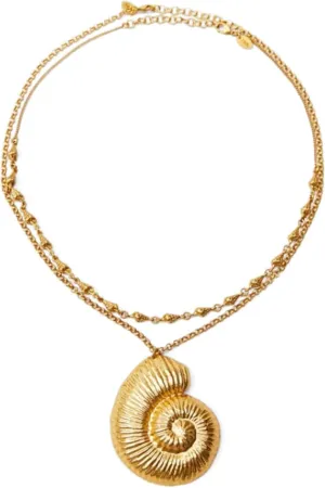 Simple Conch Pendant Necklace for Women Korean 2-Layer Fashion Punk Sweater Neck Chain Trend Jewelry Gold Color