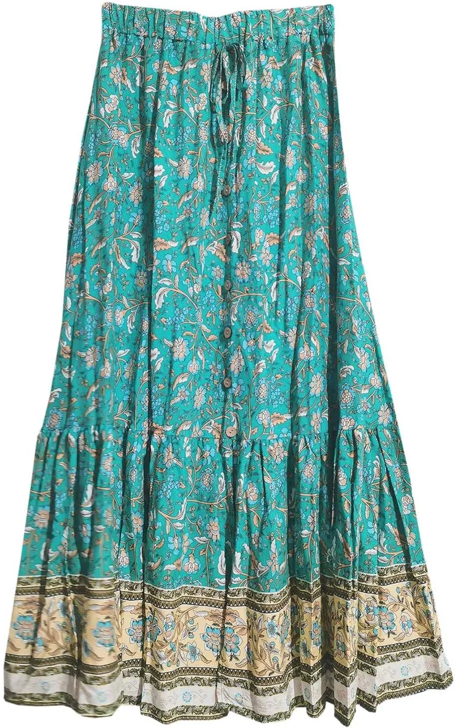 Skirts for Women Boho High Waisted Flowy Drawstring Ruched Casual Skirt Elastic Waist Elegant Patchwork Beach Skorts