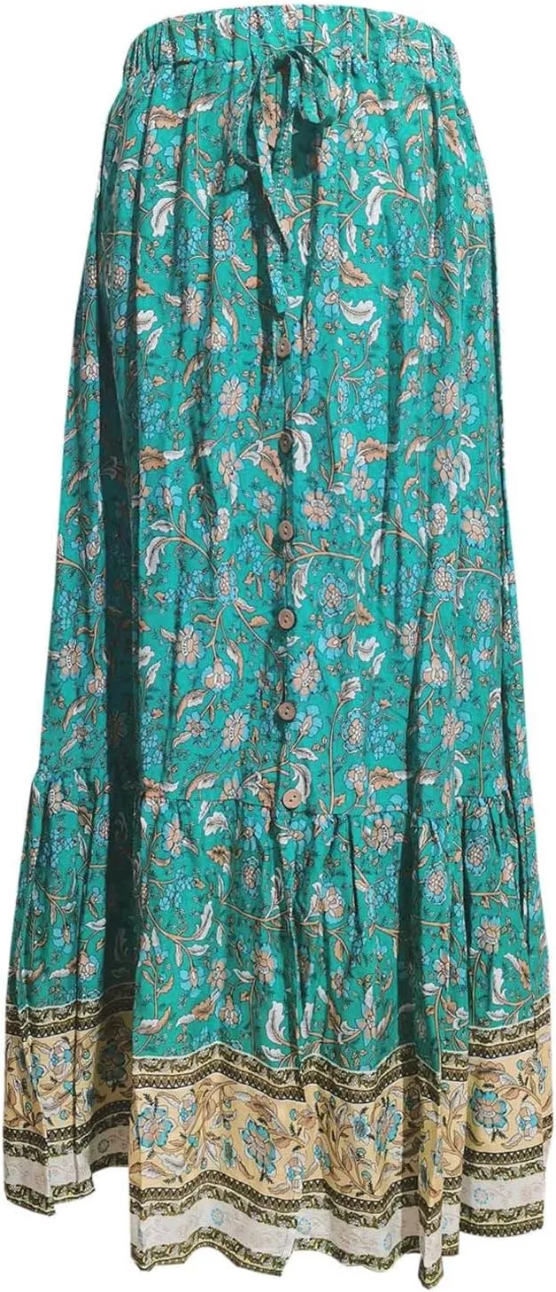 Skirts for Women Boho High Waisted Flowy Drawstring Ruched Casual Skirt Elastic Waist Elegant Patchwork Beach Skorts