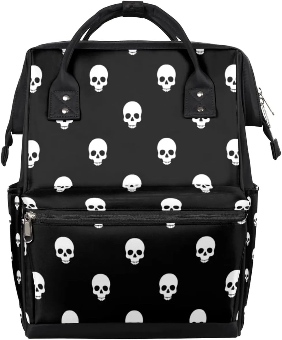 Skulls Diaper Bag Tote Large Capacity Waterproof with Adjustable Shoulder Strap and Pram Straps Mommy Bag for Hospital Beach Weekender Travel