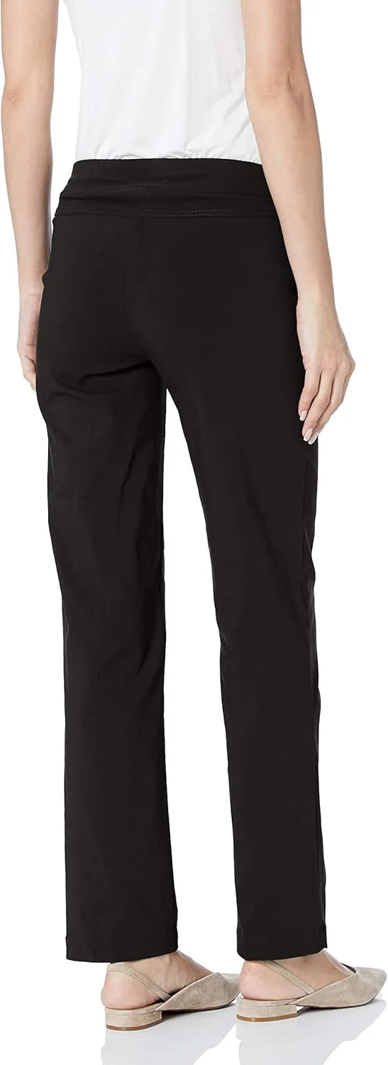 SLIM-SATION Women's Wide Band Pull-on Relaxed Leg Pant with Tummy Control