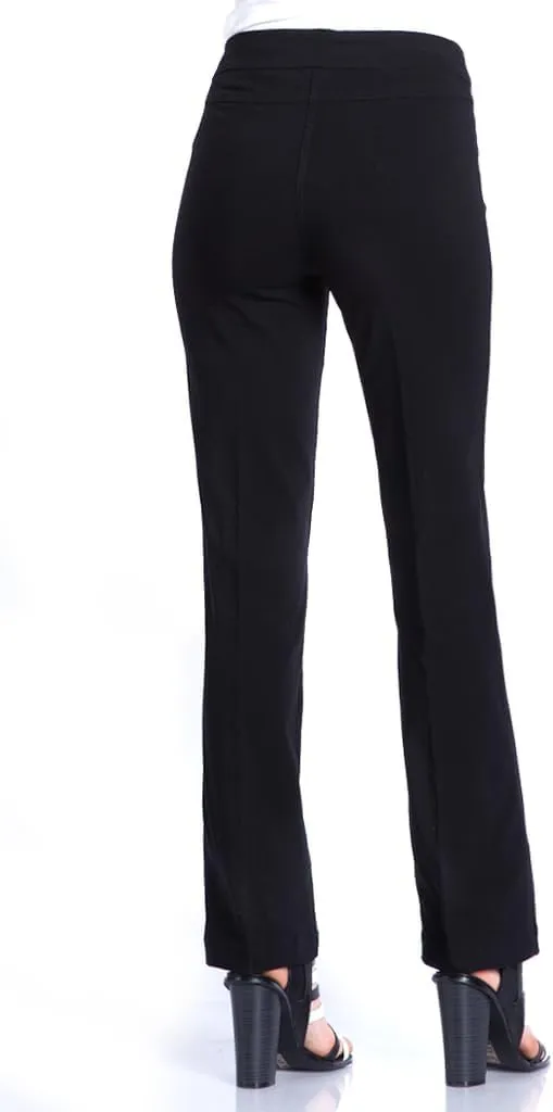 SLIM-SATION Women's Wide Band Pull-on Relaxed Leg Pant with Tummy Control