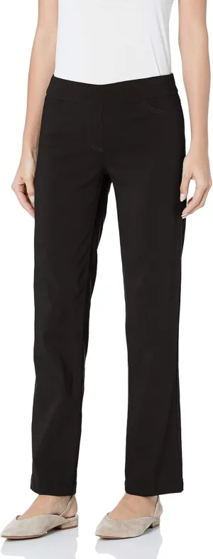 SLIM-SATION Women's Wide Band Pull-on Relaxed Leg Pant with Tummy Control