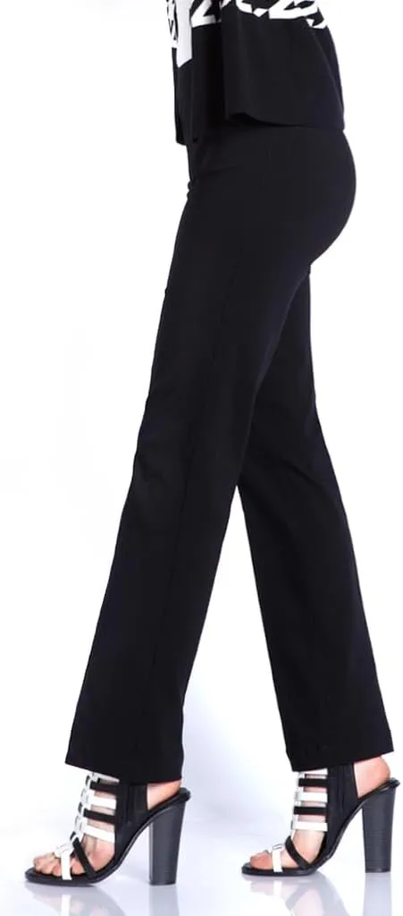 SLIM-SATION Women's Wide Band Pull-on Relaxed Leg Pant with Tummy Control