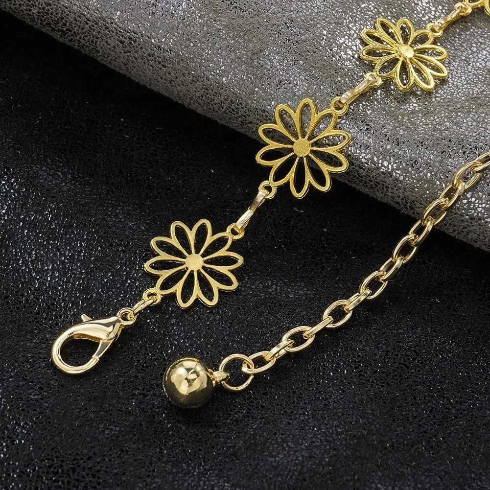 Small Flower Metal Belt Chain - Adjustable Waist Chain for Women's Dresses