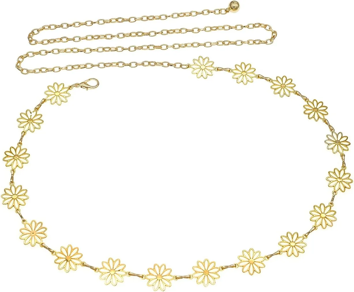 Small Flower Metal Belt Chain - Adjustable Waist Chain for Women's Dresses