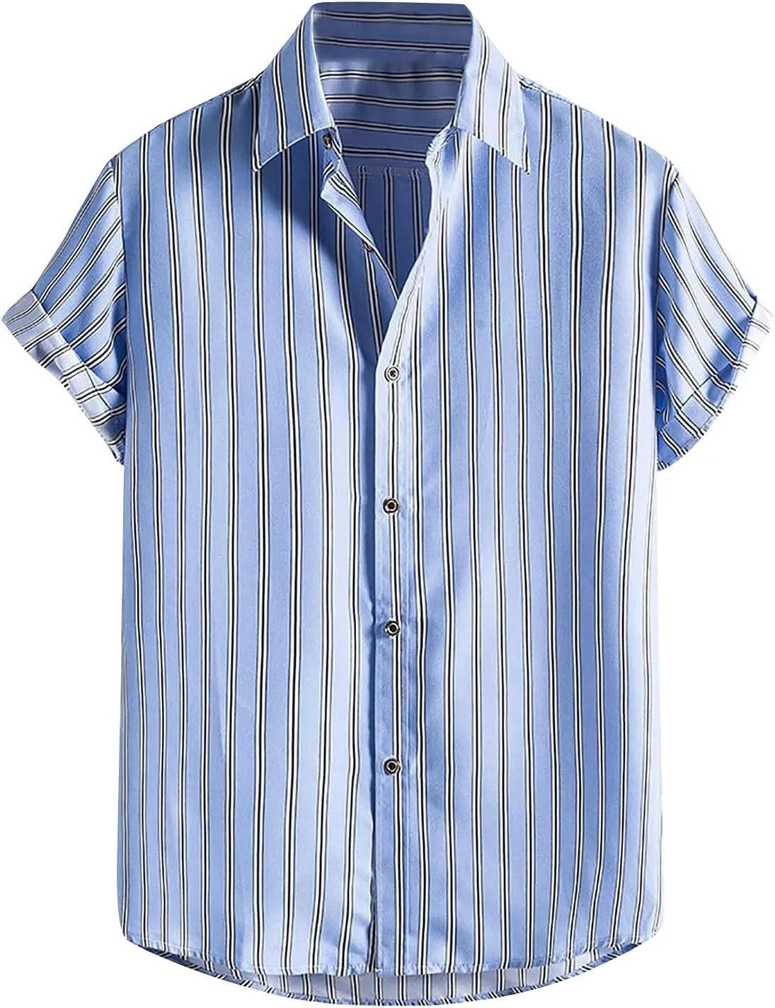SMIDOW Summer Casual Striped Button Down Hawaiian Shirts for Men Short Sleeve Regular Fit Beach Holiday Aloha Shirt Trendy
