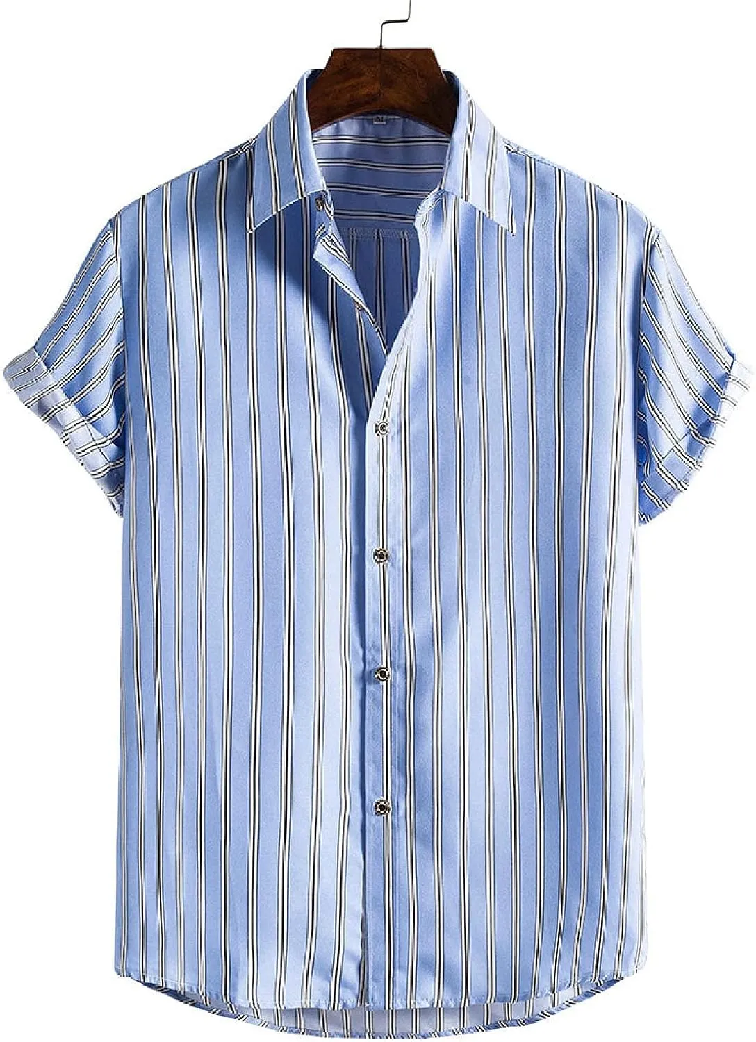 SMIDOW Summer Casual Striped Button Down Hawaiian Shirts for Men Short Sleeve Regular Fit Beach Holiday Aloha Shirt Trendy