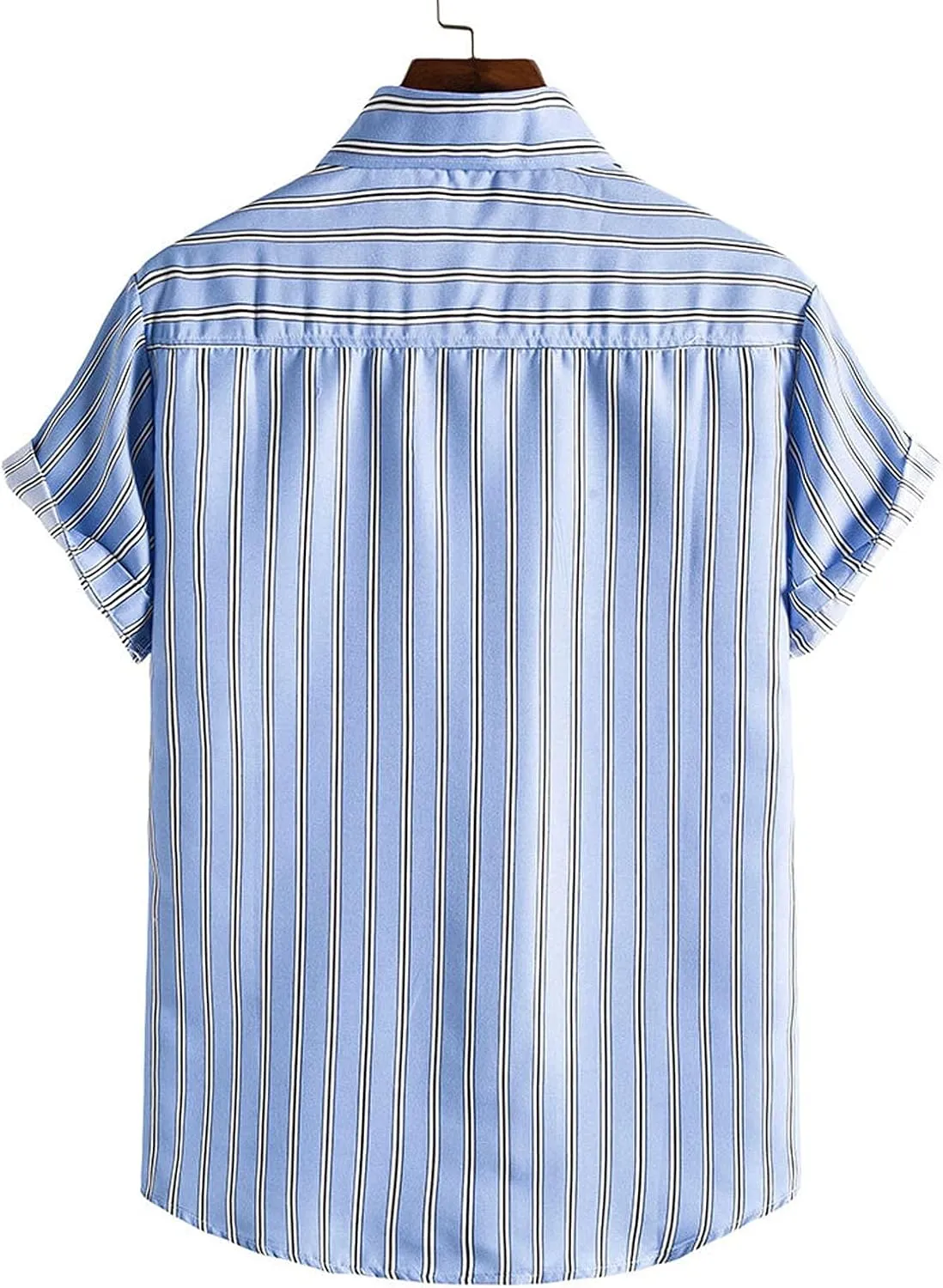 SMIDOW Summer Casual Striped Button Down Hawaiian Shirts for Men Short Sleeve Regular Fit Beach Holiday Aloha Shirt Trendy