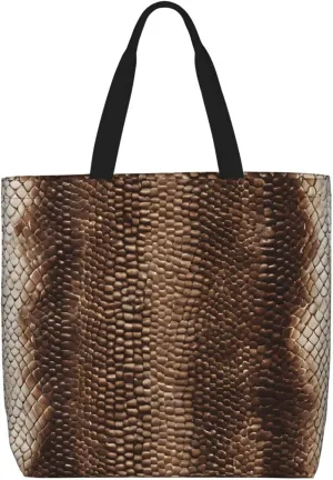 Snake Skin Print Tote Bag Women Single Shoulder Leisure Bag Multi-Purpose Large Shopping Bag.