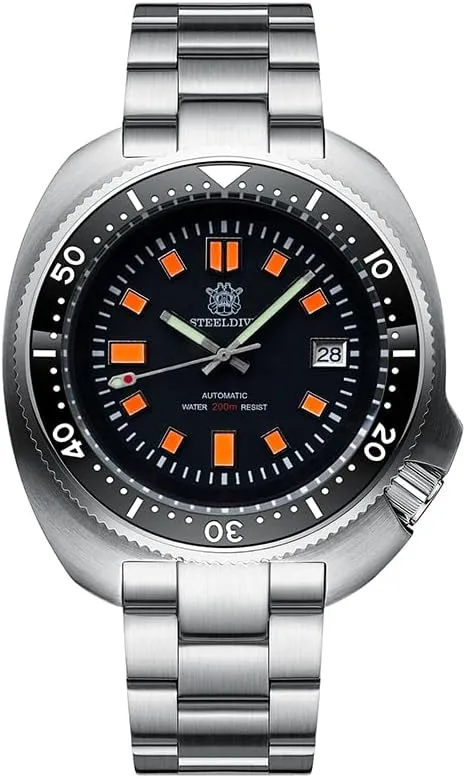 STEELDIVE Men Diver Watch Automatic 43.8mm Military Mechanical Wristwatch 20ATM Luminous Sapphire NH35 Ceramic Bezel NH35