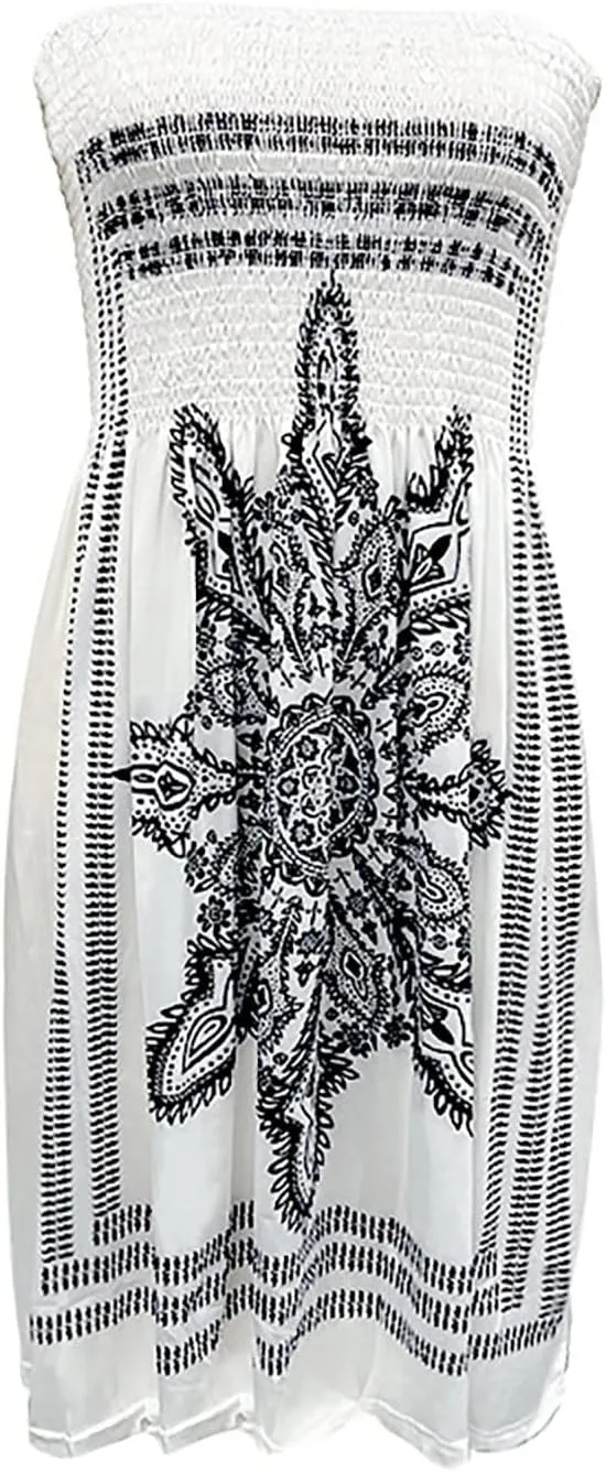Summer Boho Dresses for Women 2024 Sexy Strapless Sundress Off The Shoulder Beach Dresses Tube Top Dress Trendy