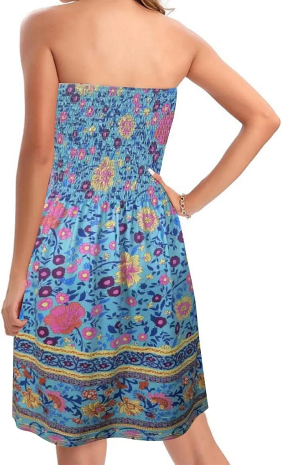 Summer Boho Dresses for Women 2024 Sexy Strapless Sundress Off The Shoulder Beach Dresses Tube Top Dress Trendy